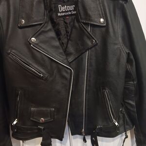 Women's Black Leather Motorcycle Jacket
